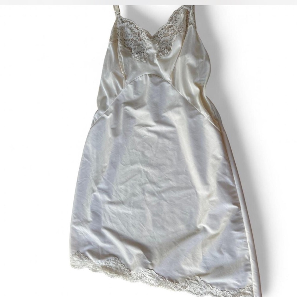 Vintage Cream Lace Slip Dress with Adjustable Straps Lingerie Small*